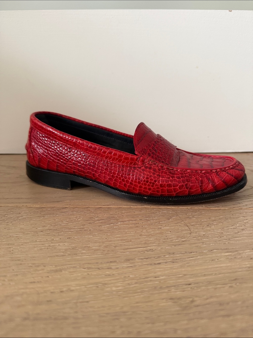 Proenza Schouler Red Croc-Embossed Leather Loafers